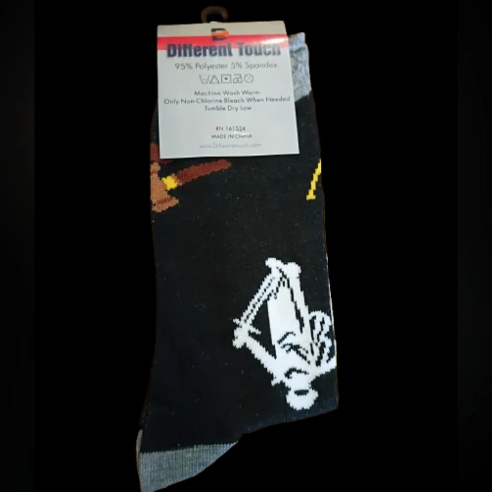 Men's Casual Dress Socks Black Law Pattern Different Touch Size 10-13